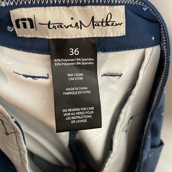 Travis Mathew | Men’s Blue Fish & Palm Tree Novelty Print Shorts Size 36 - Picture 6 of 6